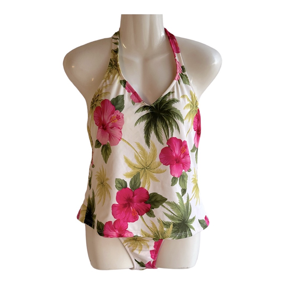 Island Escape Multi Color Printed Swimsuit  Tank Padded And Bikini Sz 12‎